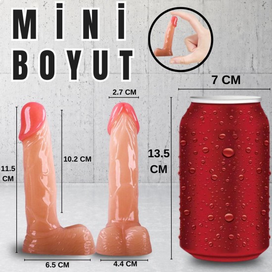 UNIQUE Realistik Dokuda Mini Dildo Gerçekçi Yapay Penis 12 CM