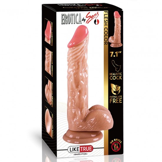 UNIQUE Realistik Dokuda Eğik ve Damarlı Dildo Vantuzlu Gerçekçi Yapay Penis 18 CM