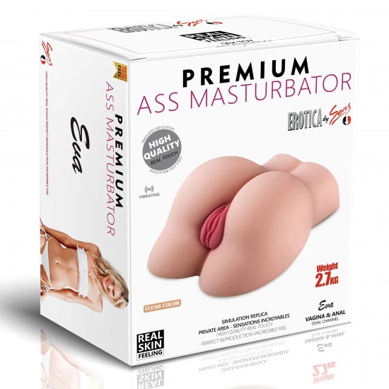 Premium Ass Masturbator Eva - Realistik Anal Vajinal 2 in 1 Titreşimli Suni Kalça Vajina