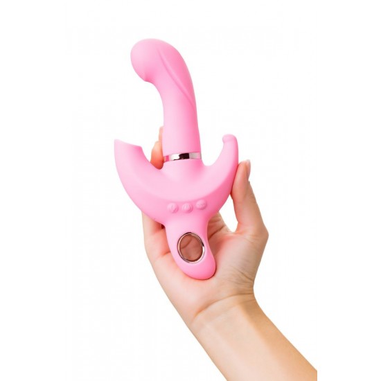 Klitoral uyarıcılı vibratör JOS Twistme, silikon, pembe, 19,5 cm