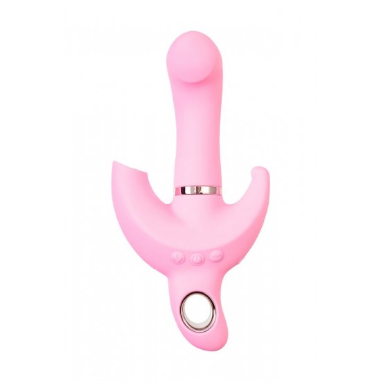 Klitoral uyarıcılı vibratör JOS Twistme, silikon, pembe, 19,5 cm