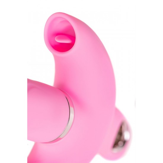 Klitoral uyarıcılı vibratör JOS Twistme, silikon, pembe, 19,5 cm