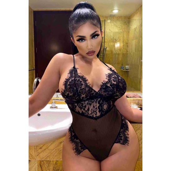 Şık Bodysuit Dantel Seksi Gecelik Body Siyah